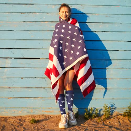 Junely Compression Socks for Women Knee High Socks Funny - color: Flag Blue
