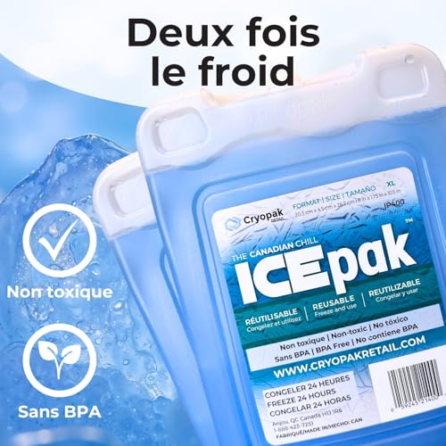 Cryopak ICEpak Hard Shell Reusable Ice Packs for Coolers and Lunch Box Use, Freezer Safe Gel Design, Professional Grade Cooling, Non-Toxic and BPA Free, Essential Travel Accessories - size: X Large (2 Pack)