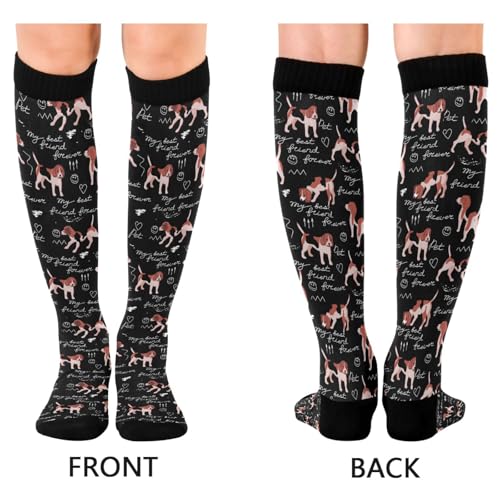 Compression Socks for Women & Men Knee High Socks - color: Cartoon Beagle Dogs