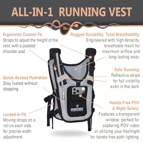 Running Hydration Vest with POV Camera Phone Pocket — Includes 1.5L Water Bladder — Zero-Bounce Stability, Adjustable Straps — Lightweight Reflective Hiking Backpack for Women & Men - color: GRAY