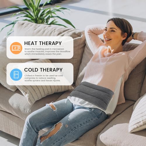 Microwave Heating Pad 6 x 12 Heating Pad Microwave, Microwave Bean Bag Heating Pad for Neck and Shoulders, Moist Heat Pack Pillow Warm Compress for Muscles, Joints, Abdomen (Dark Gray) - 2 Pack - color: 6 X 12" Dark Gray - 2 Pack