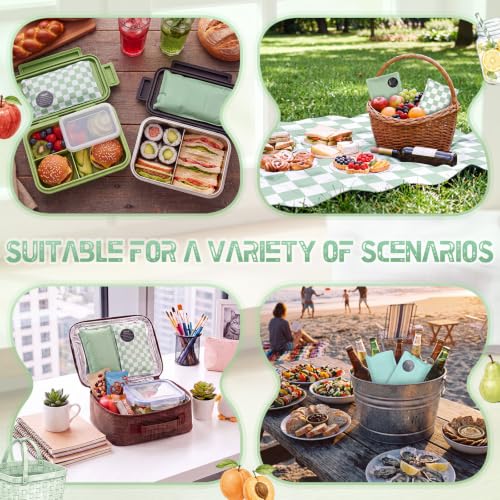 VIHOSE 2 Pcs Ice Packs for Lunch Box Bag - color: Sage Green, style: Checkerboard