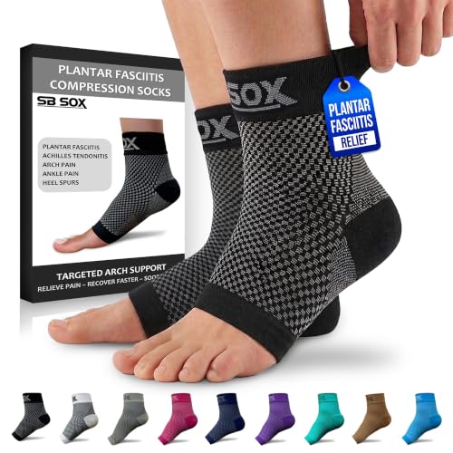 SB SOX Compression Socks for Plantar Fasciitis Relief (Black, Medium) - color: Black, size: Medium