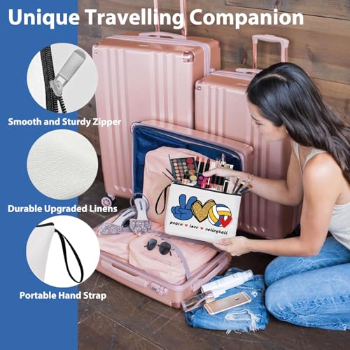 Volleyball Gifts Makeup Bag Fun Travel Cosmetic Bag Volleyball Player Travel Organizer Zipper Pouch for Volleyball Lover Sports Gifts for Girls Women Coach Team Mom - style: Volleyball