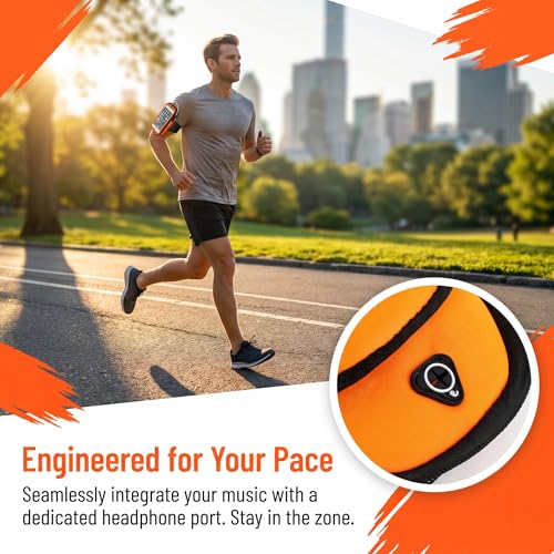 Cell Phone Holder Arm Bag for Running Mountaineering Footing Cycling Gym Sports Lightweight Double Layer Large Capacity Wrist Bag with Headphone Cable Hole (Black)