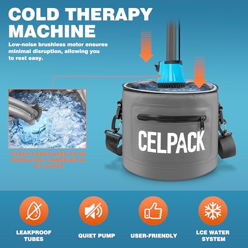 Portable Ice Therapy Machine for Post-Operative Recovery, Sports Injuries, Knee Pain, Sprains, Swelling,Full Knee Brace with Silent Pump, Timer Remote Control Cold Therapy Device Grey