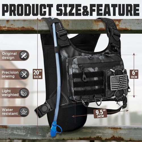 Hydration Vest with 2L Water Bladder for Men and Women,Lightweight Adjustable Hydration Backpack,Hiking Backpack with Water Bladder for Climbing Cycling Hiking - color: Camo 2