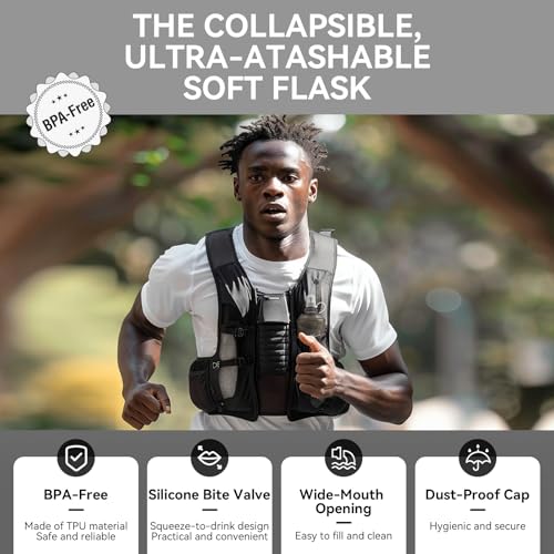 250ml Soft Flask Soft Water Bottle for Running, Hiking, Cycling and Climbing - Grey - color: 250ml, grey