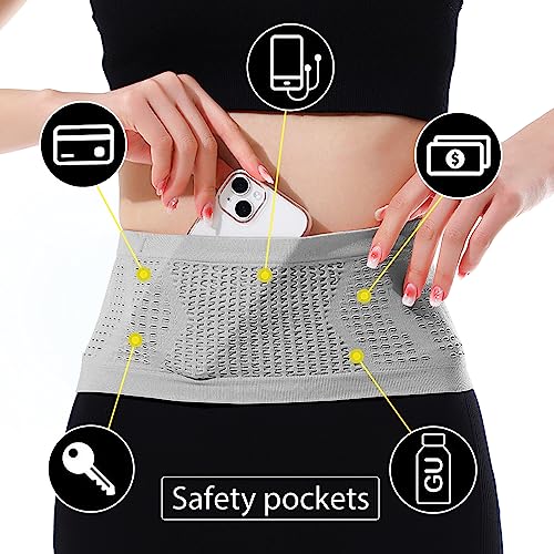 Adorila Slim Running Belt, Hidden Fanny Pack for Men Women, Travel Running Waist Pack for Money and Passport (Grey, Small)