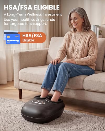 CILI 4-in-1 Foot Massager with Heat,Vibraion,Deep 3D Shiatsu,Compression,Rolling Feet Massager FSA Eligible HSA,Big Size 13" for Men Women Home Office Foot Pain Relief (Toe-Touch Control) Gifts Mom - color: Jet Black