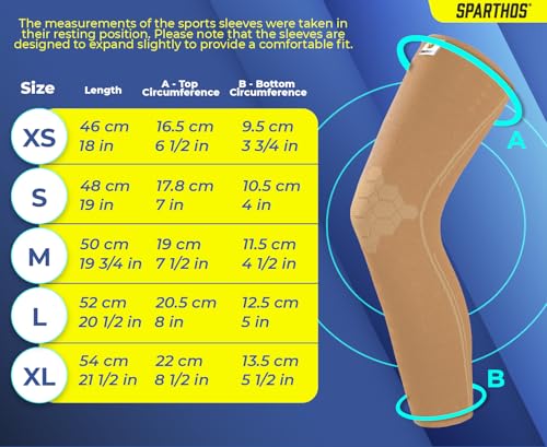 Sparthos Compression Leg Sleeve Men, Full Leg Compression Sleeve, Beige-L - color: Desert Beige, size: Large