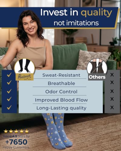 Pembrook® 3 Pairs Plus Size Compression Socks Wide Calf - Bamboo Viscose - color: Flowers & Bees - 3 Pairs, size: XX-Large