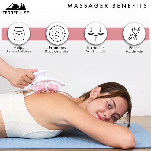 Anti Cellulite Roller & Lymphatic Drainage Massager | Deep Tissue Fascia Blaster & Muscle Roller | Tool for Sore Arms, Legs, Shoulders, Stomach & Buttocks (Pink) - color: Pink