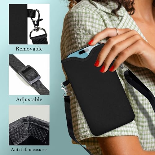 HAQuke Men Women Phone Sleeve Pouch Case Bag with Crossbody Strap/Neck Lanyard for iPhone 17/16/15 Pro Max, Air, 16/15 Plus, 16e; Black - color: Black