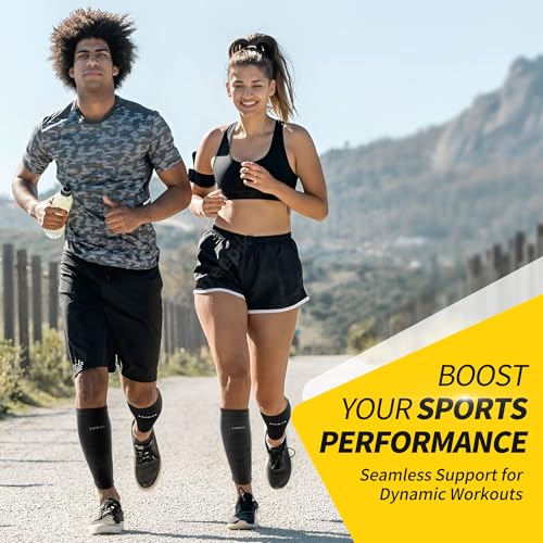 CAMBIVO Calf Compression Sleeves with Side Stabilizers for Men & Women - Shin Splint Support, Leg Brace Guard for Running