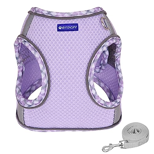 Step in Mesh Dog Harness and Leash Set Breathable Air Mesh Harness - color: Purple, size: S(neck:10.5"-12",chest:13.5"-16")