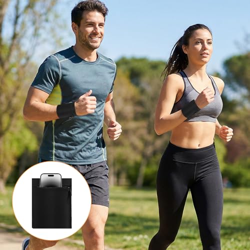 Nogeqi 2PCS Wrist Wallet for Men Women Armband Wrist Pouch Wristbands Sweatbands Anti Theft Wallet for Outdoor Sports Running Workout RFID Zipper Pouch (Black)