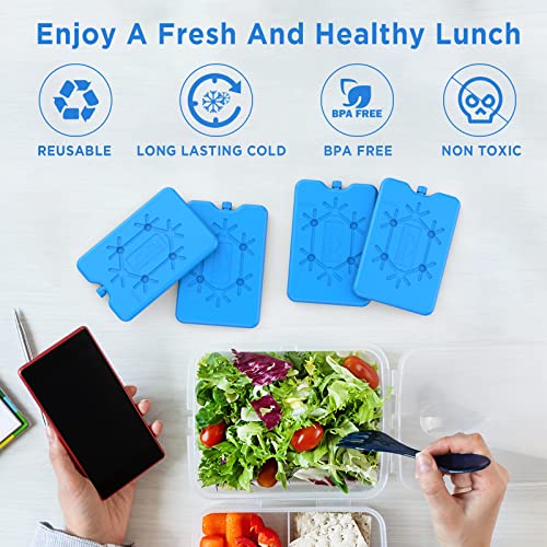 OUTXE Ice Packs for Lunch Box - Reusable Ultra-Thin Freezer Packs - Long-Lasting Cool Packs for Coolers, Keep Food Fresh and Cold in Lunch Boxes and breastmilk Bags - style: 4-Packs