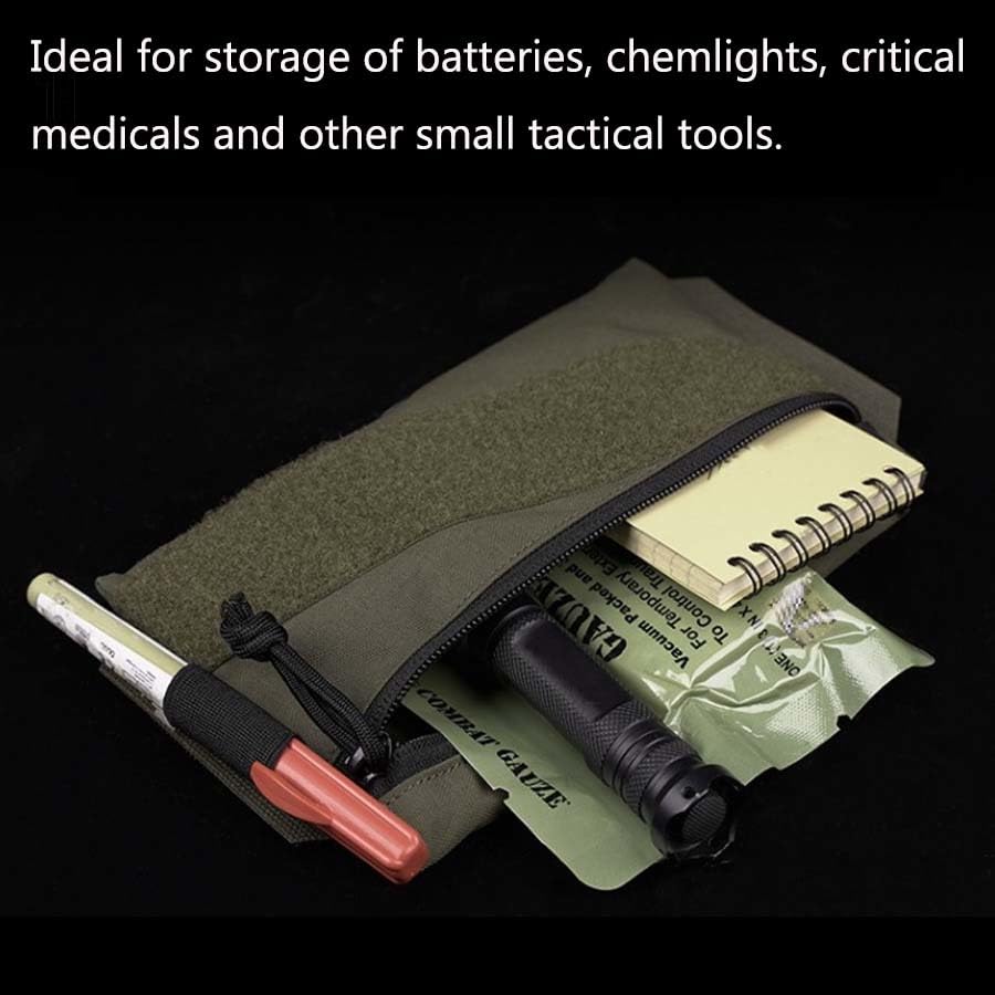 Tactical Sticky Admin Pouch with Loop Panel Utility Snack Pouch Tool Storage Bag for Tactical Vest Chest Rig - color: Green