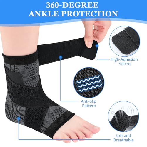 Youth Ankle Support Sleeve with Arch Support, Heel & Growth Plate Stabilizer Sleeve, Breathable Compression Brace for Sports Activities (Black, XL) - size: XL