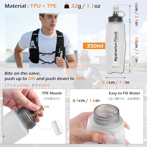 TRIWONDER Hydration Vest Running Backpack for Men & Women, Water Pack for Hiking, Camping, Climbing & Cycling, Lightweight Daypack - color: 04 Grey - with a 350ml Soft Flask