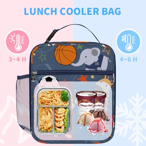 Clastyle Animal Ball Insulated Kid Lunch Bag for Boy Lunch Box, Giraffe Elephant - color: Monkey Ball