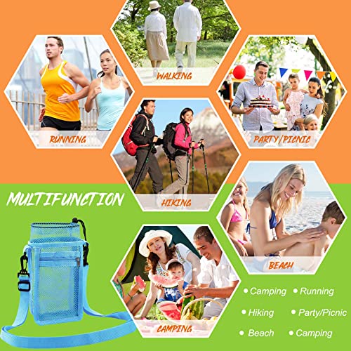 Berlune 8 Pcs Mesh Water Bottle Holder with Adjustable Strap, 8 Colors - color: 8 Colors