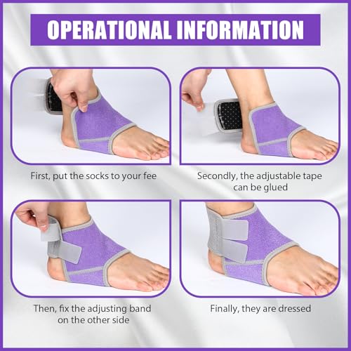 Tarpop 2 Pairs Kids Ankle Brace, Compression Sleeves, L+M, Purple - color: Purple, size: Medium,Large