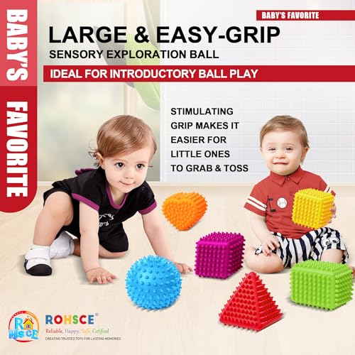 Sensory Balls Baby, 3PCS Soft Spiky Teething Ball 6 to 12 Months - color: Bright Pyramid Soft-Spike Balls