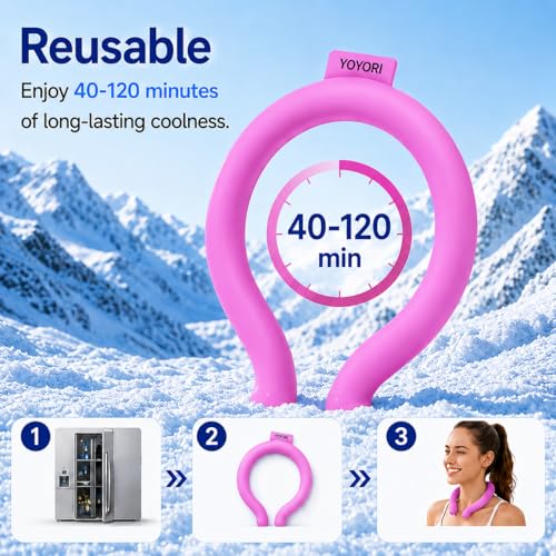 Neck Cooling Tube Wraps, Reusable Ice Ring Neck Cooler for Hot Weather - color: Rose