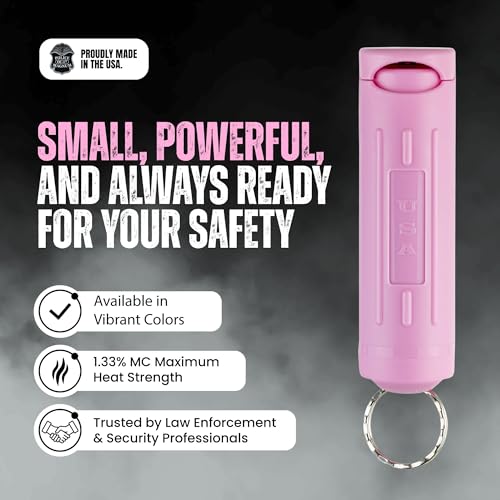 Police Magnum Keychain Pepper Spray Flip Top Safety 2 Pack 1/2oz - Maximum Heat Strength OC with Dye - Tactical Small Compact Case Holder - for Women & Men's Self Defense - Made in The USA - color: TEAL & SOFT PINK