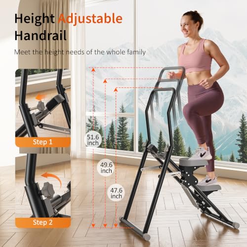 Heavy Duty Stair Stepper Handlebar Adjustable Foldable Vertical Climbers