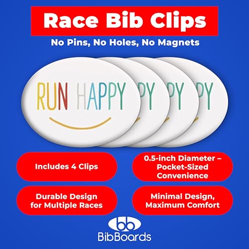 BibBoards bibSNAPS Race Bib Clips, Run Happy, 4 Pack - color: Run Happy