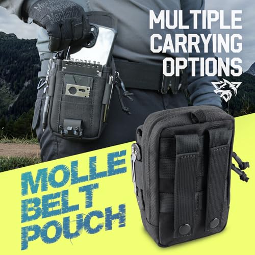 WYNEX Tactical Phone Pouch Molle, EDC Phone Holster, Small Admim Pouch - color: Black