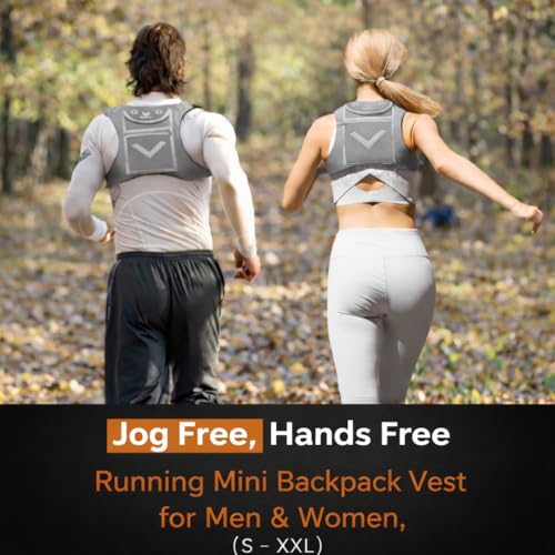 Runtasty Running Mini Backpack Vest for Men & Women, Reflective Phone Holder, Fits Any Phone & iPad Mini, Lightweight Gear - color: Light Gray