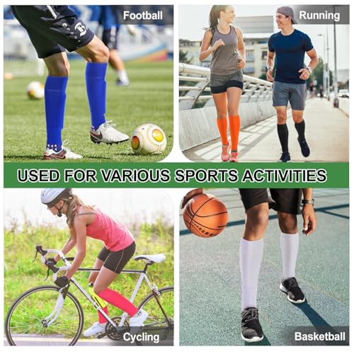 Ultrafun 3 Pairs Leg Sleeves Pre-cut Soccer Sleeves Compatible with Grip Socks Shin Guards Sleeves for Soccer Football - color: Black, size: Large