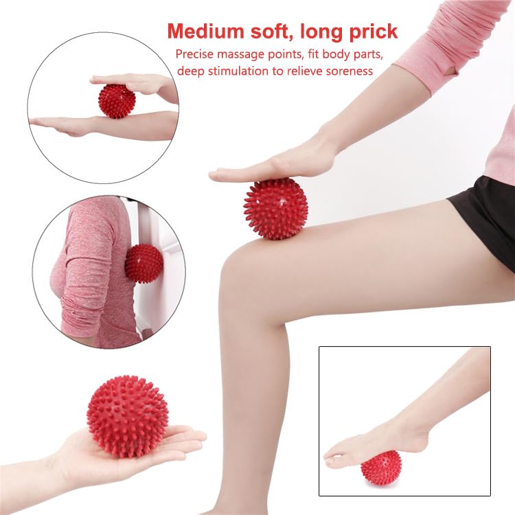 AKOAK 3" Hard Prick Massage Ball, Massage Roller for Plantar Fasciitis, Muscle Soreness Massage Ball - Exercise, Relaxation Massage Ball, Pack of 1 (Red) - color: Red