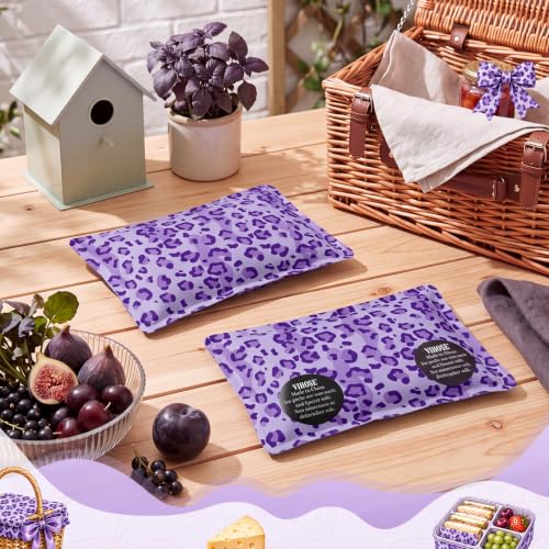 VIHOSE 2 Pcs Ice Packs for Lunch Box Bag - color: Purple, style: Leopard Print