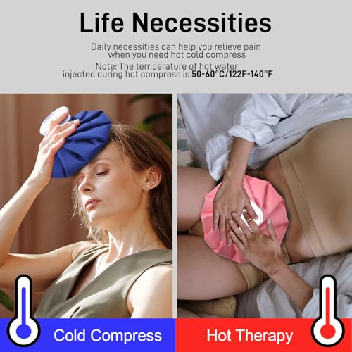 Ice Pack for Injuries Reusable, Ice Bags for Injuries Hot Water Bag for Hot & Cold Therapy and Pain Relief, No-Leak Elastic Breathable Ice Bag, Size 11", Pink - size: 11", style: Pink