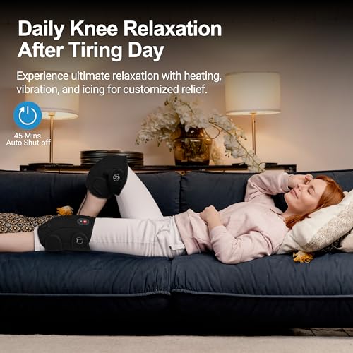 CooCoCo FSA Eligible Knee Massager with Heat, 4pcs 5''x9'' Cold Packs - color: Black