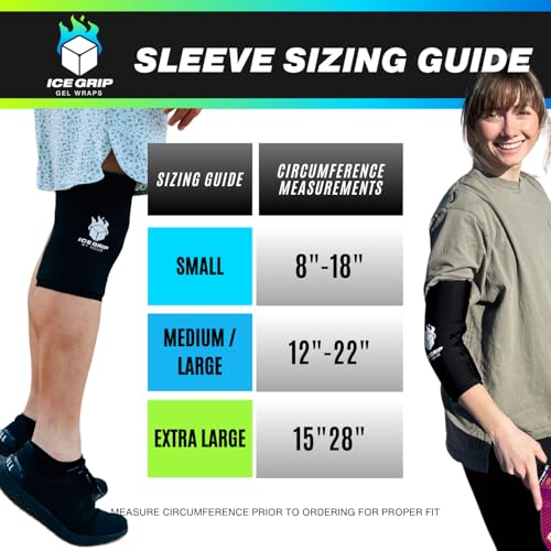 Black Ice Pack Wrap, Hot & Cold Therapy (Large) - Multi-Use Reusable Ice Pack Sleeve for Pain Relief for Knee, Elbow, Hamstring, Shin, Forearm, Ankle - size: Large