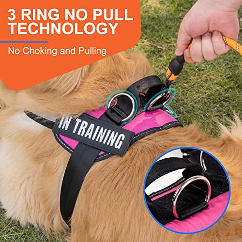 Essential Dog Harness, No Pull Pet Harness with 3 Side Rings for Leash Placement, No Choke, Reflective, Adjustable Pet Vest, Easy On-Off & Improved Control Handle, Training, Walking, Running - size: XL(Neck:22-29",Chest:27-35")