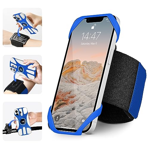 3in1 Running Armband+Wristband+Bicycle Phone Holder, 360° Rotation - color: Blue