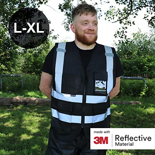 Salzmann Safety Vest | Hi Vis Reflective Vest | US ANSI/ISEA 107 - color: Black, size: Large-X-Large