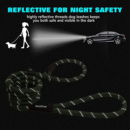 PetiFine Slip Lead Dog Leash Reflective, 6FT x 3/8" Heavy Duty Slip Leash - color: Green, size: 3/8" x 6 FT