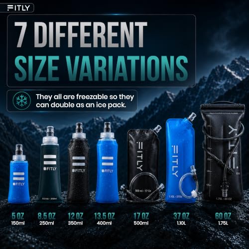 FITLY Soft Flask Running Water Bottle - Collapsible Hydration Flask - color: Petrol Blue, size: 8.5 Ounces