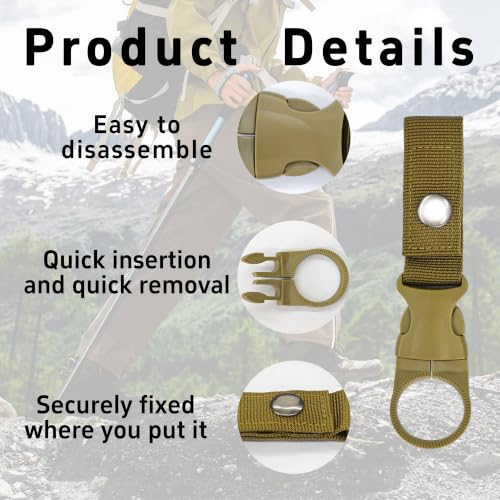 pson 4Pcs 1.37 Inch Portable Water Bottle Clip Holder, Hanging Bottle Buckle Keychain Ring for Outdoor Camping Hiking Travel(Khaki) - color: Khaki