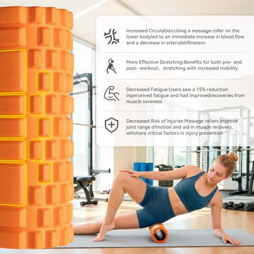 High-Density Foam Roller for Exercise and Recovery, 13 Inches - color: Orange