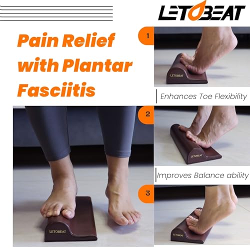 Plantar Fasciitis Foot Stretcher - Anti-Slip Leather, Brown, S - color: Brown, size: S