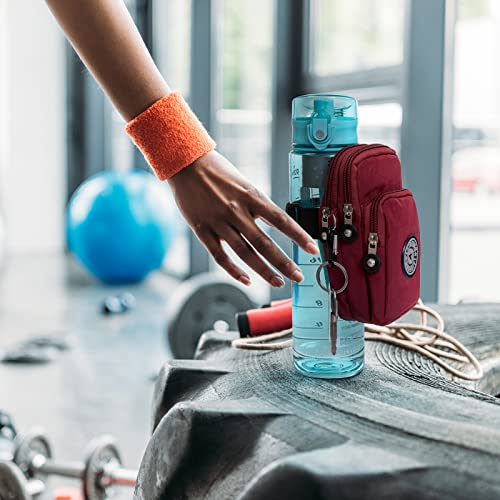 Gym Water Caddy with Phone Holder, Water Bottle Sleeve Bag with Pocket for Cards, Keys, Wallet, Gym Bottle Accessories for Men Women - color: Black
